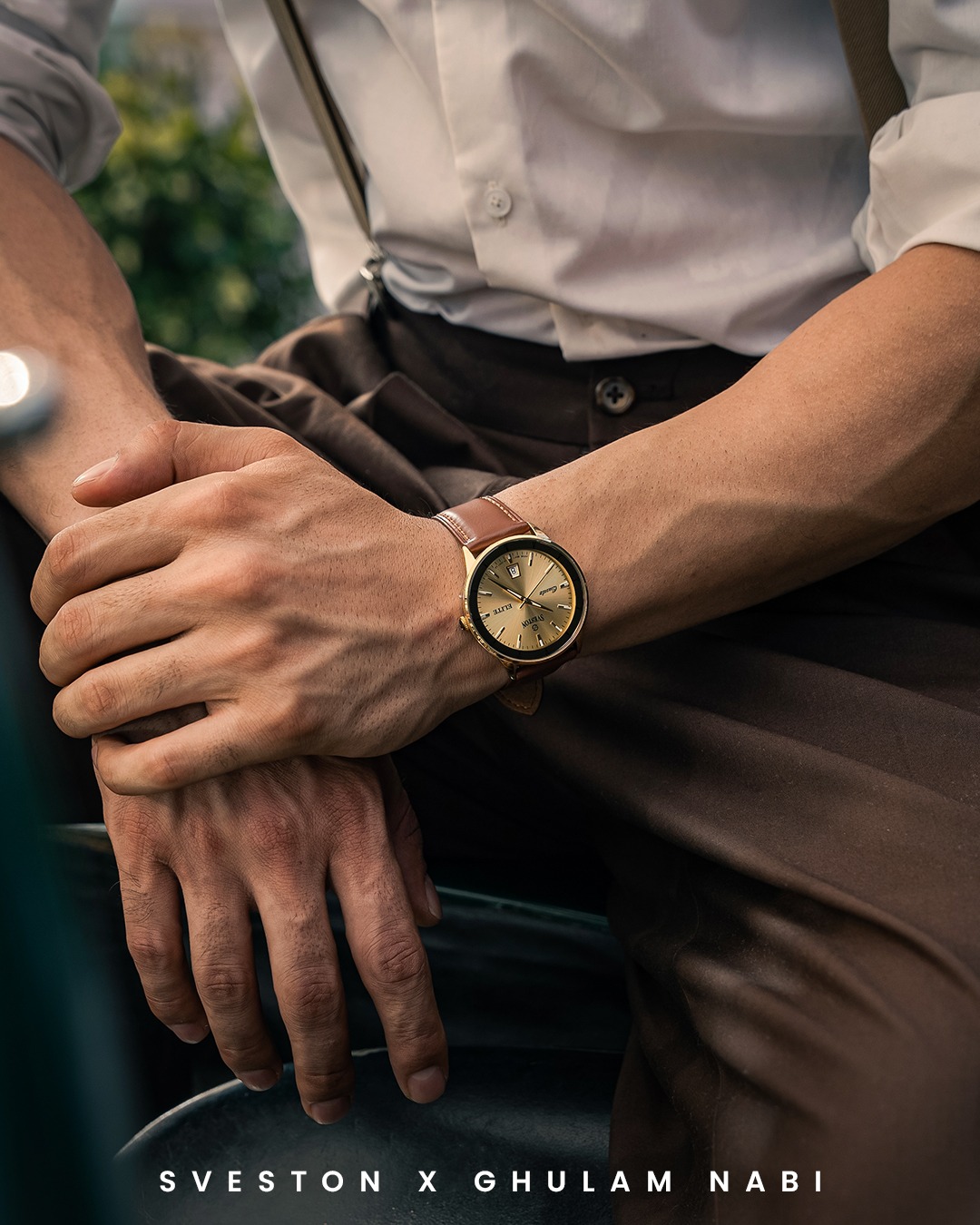 Watch on wrist showing balanced case size and comfortable strap fit